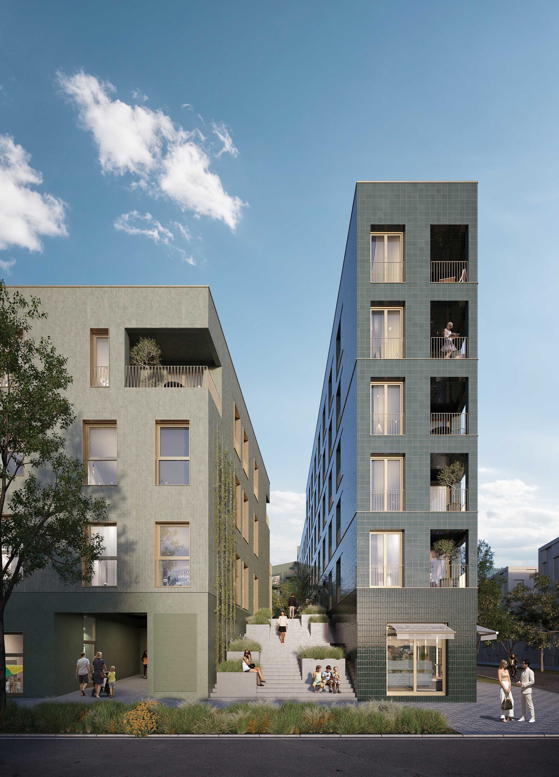 Perspektive Projekt Wohnungsbau Spinelli-Areal Mannheim von AllesWirdGut aus Wien/München